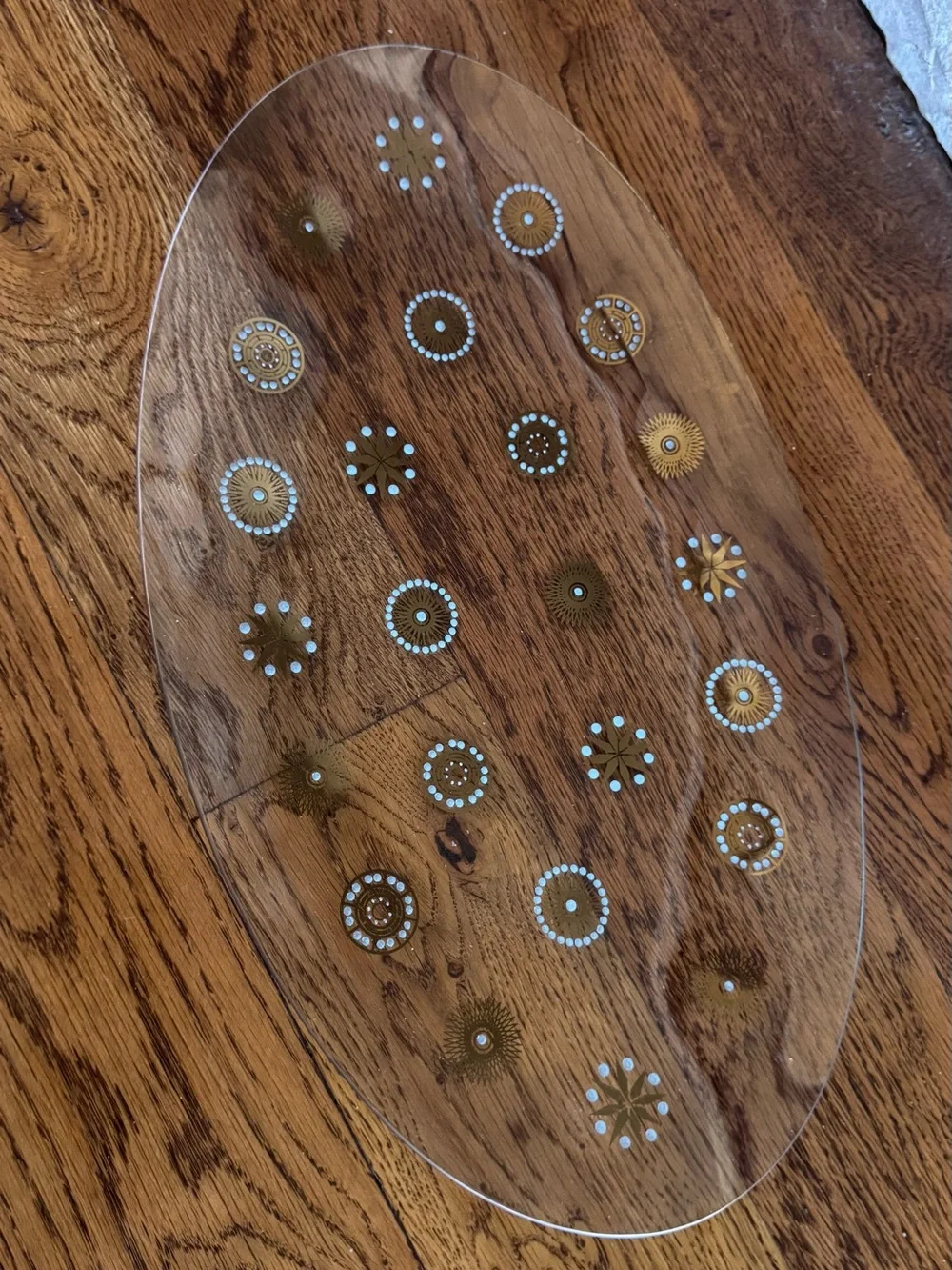 Mid Century Modern Glass Over Starburst Platter